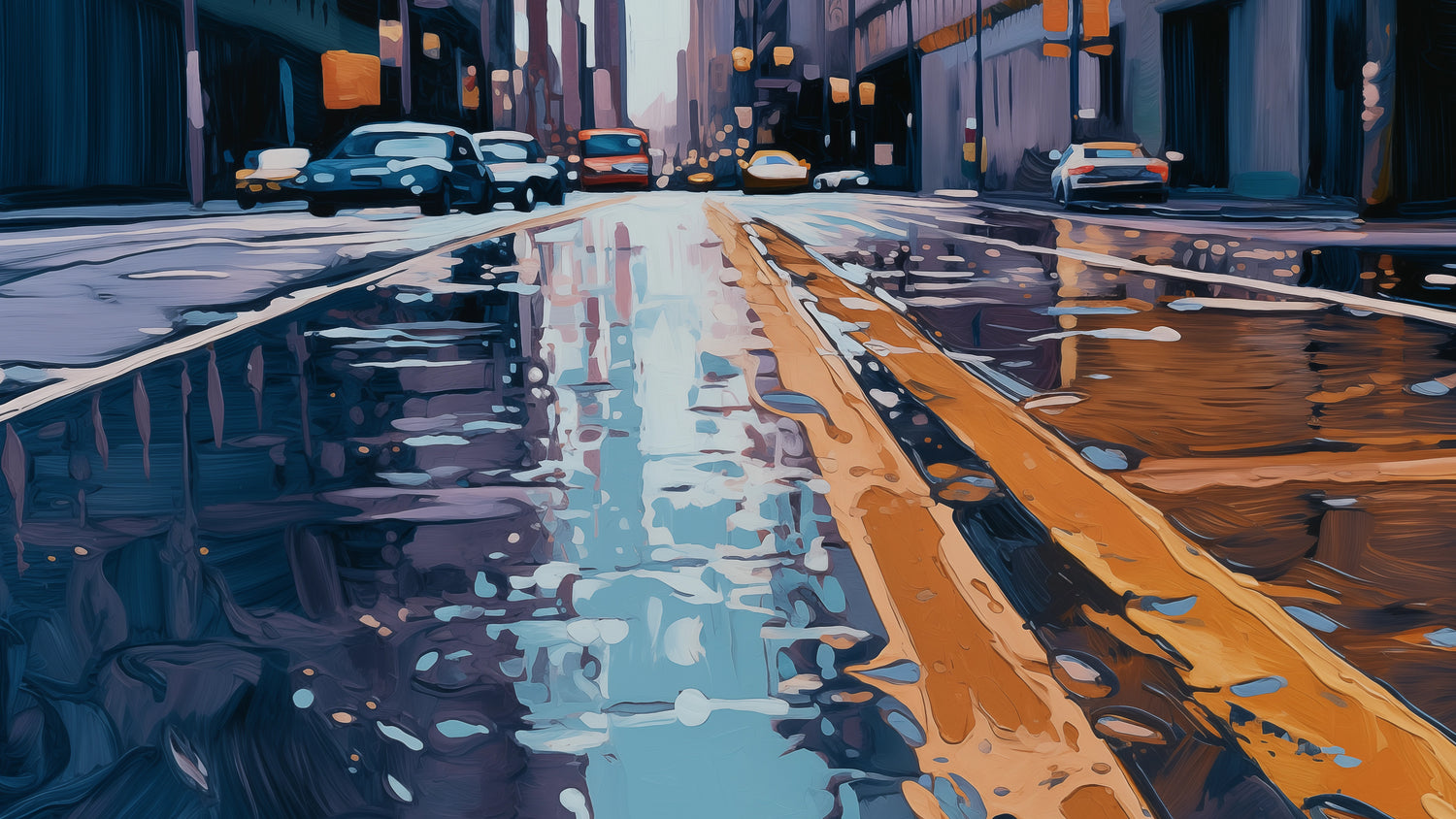 Samsung Frame TV Art Painting Textured Urban River Digital Download