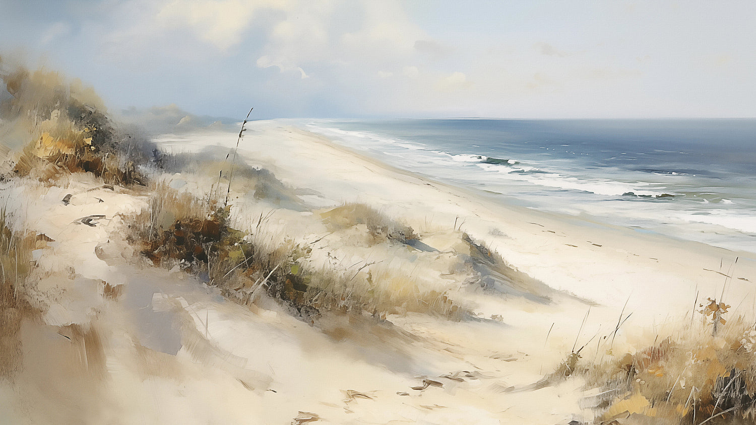 Samsung Frame TV Art Painting Calm Ocean Dunes Digital Download