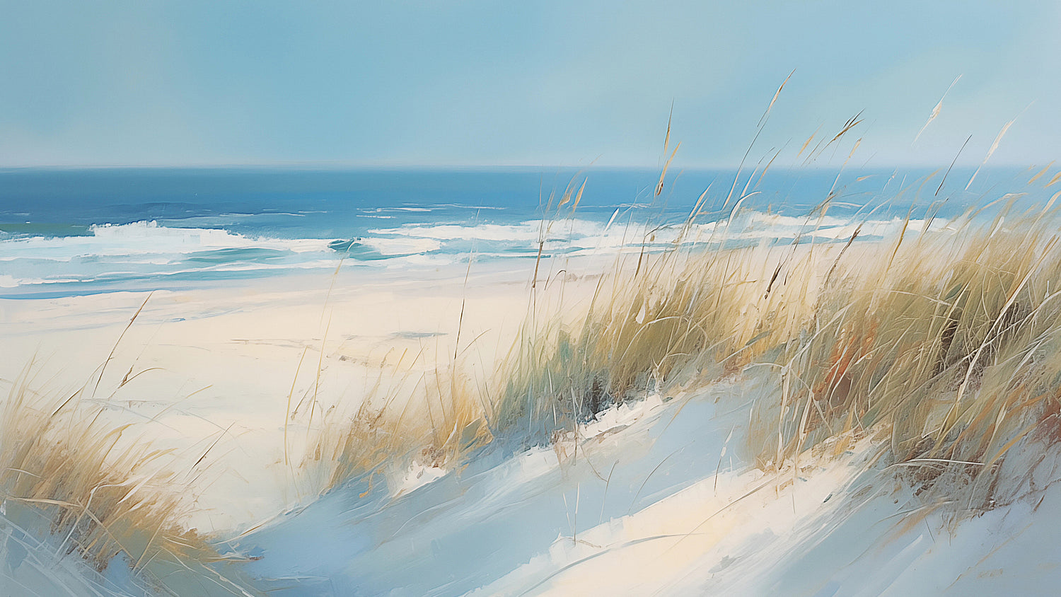 Samsung Frame TV Art Painting Sandy Summer Beach Ocean Digital Download