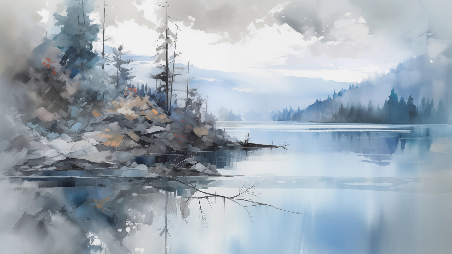 Samsung Frame TV Art Painting Misty Lake Arrowhead Digital Download