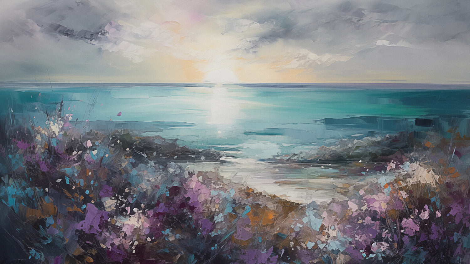 Samsung Frame TV Art Painting Mystic Morning Ocean Digital Download