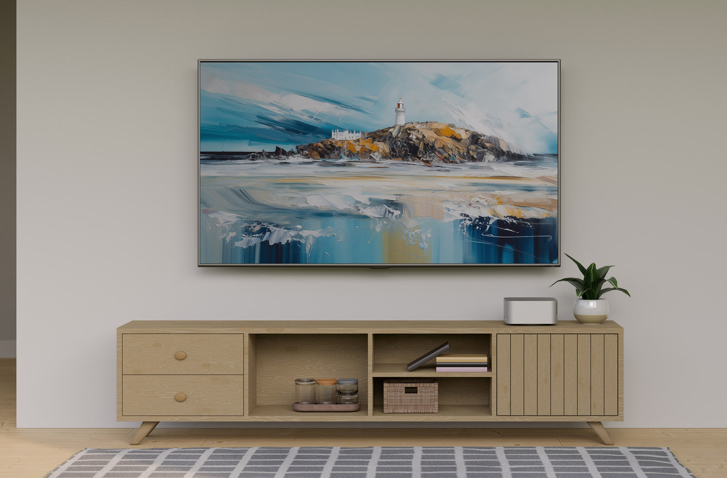 samsung frame tv artwork lighthouse painting