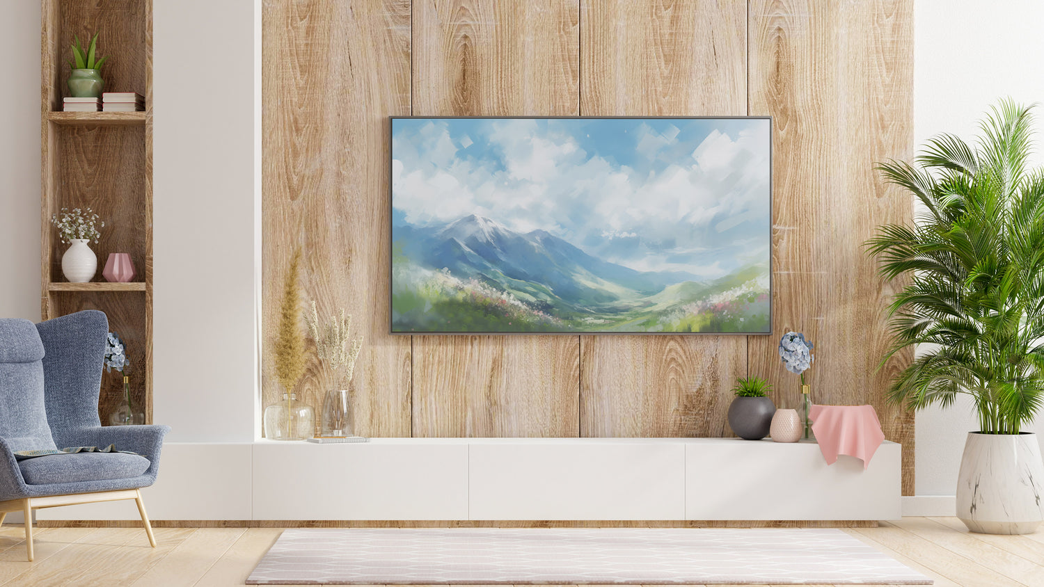Samsung Frame TV Art Painting Spring Mountain Digital Download