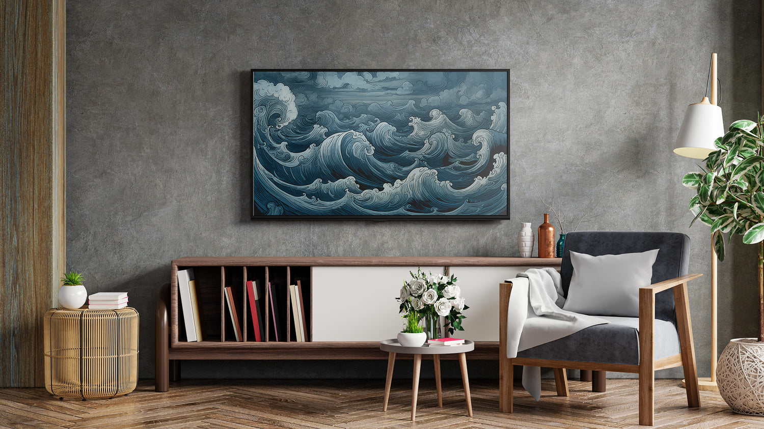 Samsung Frame TV Art Picture Ocean Waves Storm Digital Download